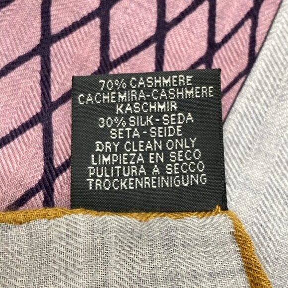 HERMES Carrejean/Shawl Carre 140 - Gray Pink Multi Cashmere Silk Scarf - Picture 3 of 4
